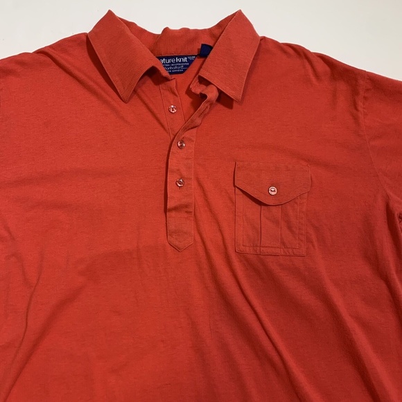 Vintage 80s Nature Knit Red Preppy Golf Short Sleeve Polo Shirt Men's Size Large - Picture 2 of 8